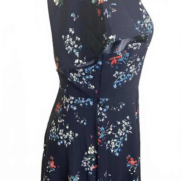Banana Republic Women's Size 0 Navy Blue Floral Fit and Flare Mini Dress - Picture 5 of 12